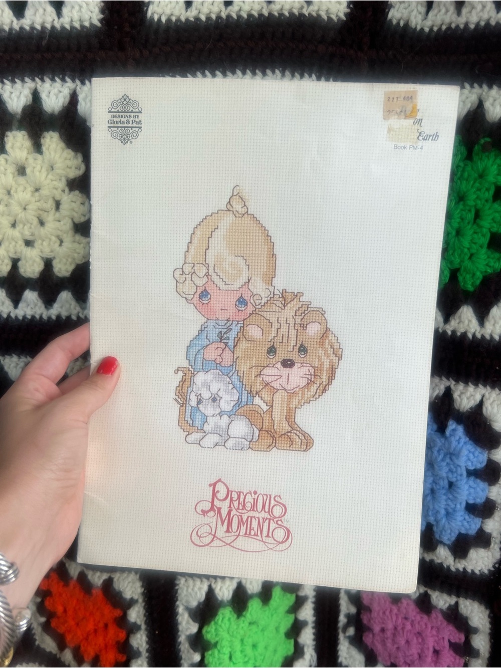 Precious Moments Cross Stitch Pattern - Tan, Blue, White